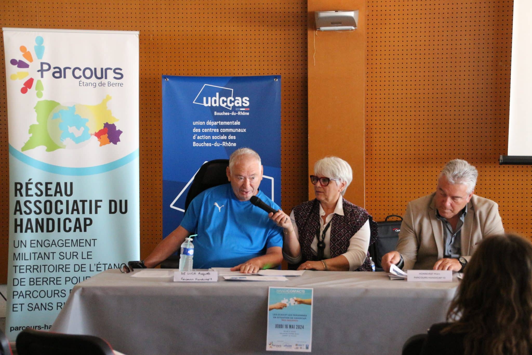 photo de Auguste de Luca, Cathy Piasco et Marc Honnorat lors de la rencontre Handicontacts du 16 mai 2024